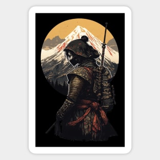 Warrior Spirit: Female Samurai Ninja in the Mountains Sticker
